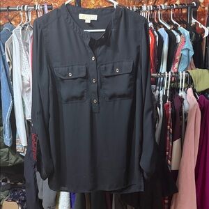 Michael Kors Black Long Sleeve Blouse